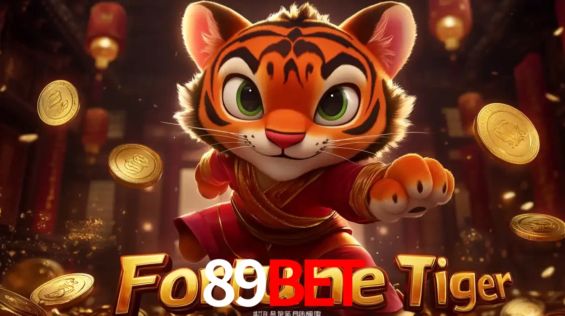 O carismático mascote do jogo de slot Fortune Tiger, um tigre fofo em pose de artes marciais, pronto para trazer sorte e multiplicadores de ganhos no cassino online 89BET.